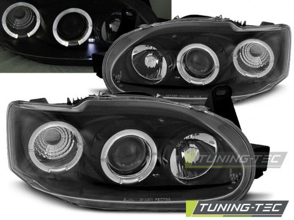 LED Angel Eyes Scheinwerfer für Ford Escort MK7 95-00 schwarz